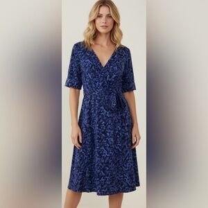 Apt.9 Womens Casual V Neck short Sleeve Blue/purple Belted Dress Stretch Size XL